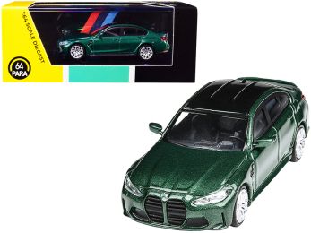 BMW M3 G80 Isle of Man Green Metallic with Black Top 1/64 Diecast Model Car by Paragon