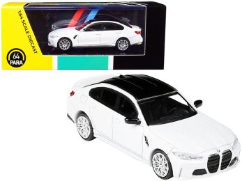 BMW M3 G80 Frozen Brilliant White Metallic with Black Top 1/64 Diecast Model Car by Paragon