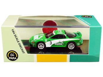 Mitsubishi 3000GT GTO RHD (Right Hand Drive) #3 \Puma\" Green and White 1/64 Diecast Model Car by Paragon"""