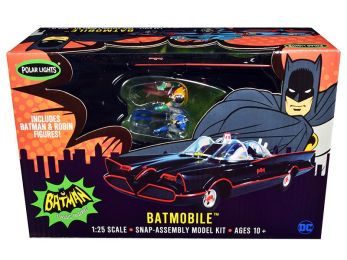 Skill 2 Snap Model Kit 1966 Batmobile with Batman and Robin Figurines \Batman\" (1966-1968) Classic TV Series 1/25 Scale Model by Polar Lights"""