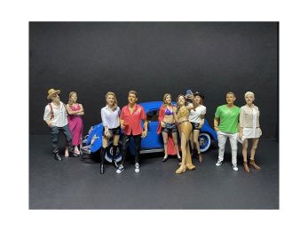 \Partygoers\" 9 piece Figurine Set for 1/18 Scale Models by American Diorama"""