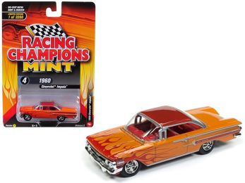 1960 Chevrolet Impala Orange with Red Flames Limited Edition to 3,200 pieces Worldwide 1/64 Diecast Model Car by Racing Champions