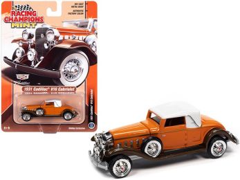 1931 Cadillac V16 Burnt Orange and Brown Metallic with White Top 1/64 Diecast Model Car by Racing Champions