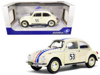 Volkswagen Beetle Racing #53 Cream with Stripes 1/18 Diecast Model Car by Solido