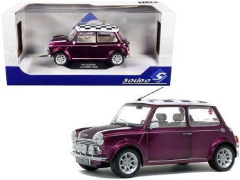 1997 Mini Cooper 1.3i Sport Purple with Check Top 1/18 Diecast Model Car by Solido