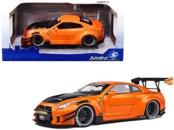 2020 Nissan GT-R (R35) Type 2 LB Work RHD (Right Hand Drive) Orange Metallic with Black Hood 1/18 Diecast Model Car by Solido