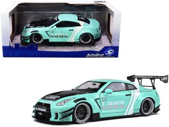 2020 Nissan GT-R (R35) Type 2 LB Work RHD (Right Hand Drive) Mint Green with Black Hood and White Stripes 1/18 Diecast Model Car by Solido