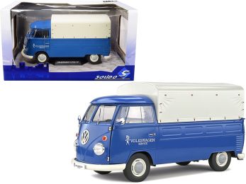Volkswagen T1 Pickup Truck Blue with Canopy \Volkswagen Service\ 1/18 Diecast Model Car by Solido