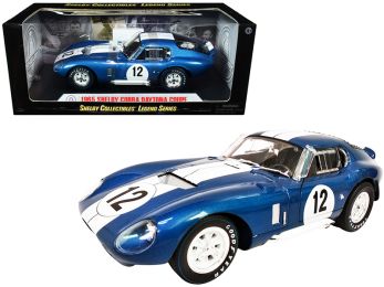 1965 Shelby Cobra Daytona Coupe #12 Blue Metallic with White Stripes 1/18 Diecast Model Car by Shelby Collectibles