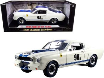 1965 Ford Mustang Shelby GT350R #98B \Terlingua Racing Team\" White with Blue Stripes 1/18 Diecast Model Car by Shelby Collectibles"""