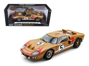 1966 Ford GT-40 MK II #5 Gold Le Mans 1/18 Diecast Model Car by Shelby Collectibles