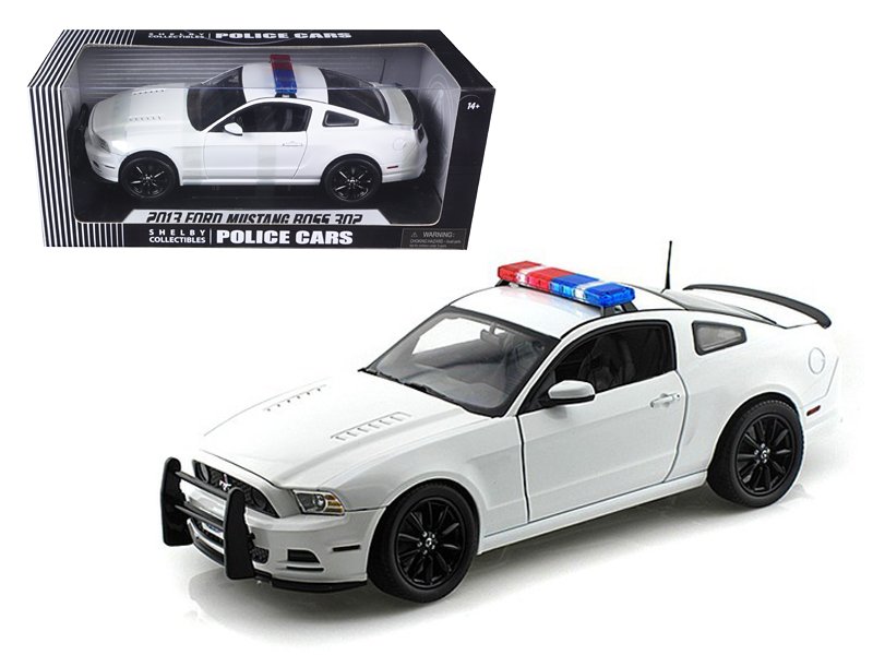 2013 Ford Mustang Boss 302 White Police Car 1/18 Diecast by Shelby