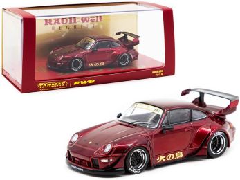 Porsche RWB 993 \Phoenix\" (ç«ã®é³¥) Burgundy \""RAUH-Welt BEGRIFF\"" 1/43 Diecast Model Car by Tarmac Works"""