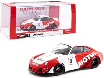 Porsche RWB 993 #3 \Motul\" Red and White \""RAUH-Welt BEGRIFF\"" 1/43 Diecast Model Car by Tarmac Works"""