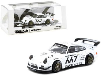 Porsche RWB 930 #667 \Coastcycles\" White 1/64 Diecast Model Car by Tarmac Works"""