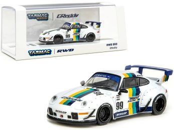 Porsche RWB 993 #99 \GReddy\" White with Stripes \""RAUH-Welt BEGRIFF\"" 1/64 Diecast Model Car by Tarmac Works"""