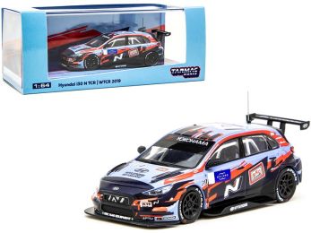 Hyundai i30 N TCR \Yokohama\" WTCR (2019) with Decals #1 and #5 1/64 Diecast Model Car by Tarmac Works"""