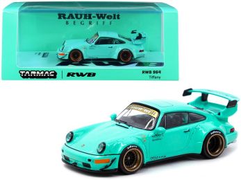 Porsche RWB 964 RHD (Right Hand Drive) \Tiffany\" Teal Blue 1/64 Diecast Model Car by Tarmac Works"""