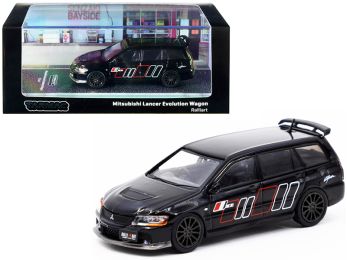Mitsubishi Lancer Evolution Wagon RHD (Right Hand Drive) Ralliart Black with Graphics 1/64 Diecast Model Car by Tarmac Works