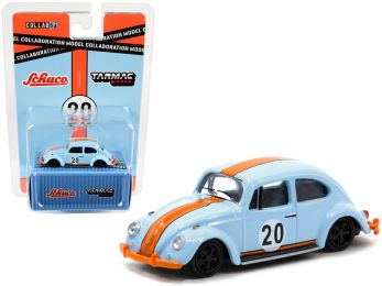 Volkswagen Beetle Low Ride #20 Light Blue and Orange Collaboration Model 1/64 Diecast Model Car by Schuco & Tarmac Works