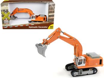 Hydraulic Excavator Orange \TraxSide Collection\" 1/87 (HO) Scale Diecast Model by Classic Metal Works"""
