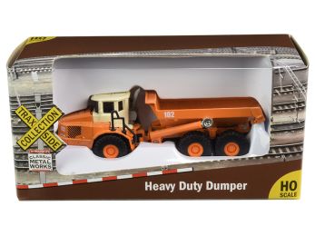 Heavy Duty Dumper Truck Orange \TraxSide Collection\" 1/87 (HO) Scale Diecast Model by Classic Metal Works"""