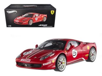 Ferrari 458 Italia Challenge Red #5 Elite Edition Limited Edition 1/18 Diecast Model Car by Hotwheels