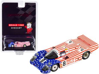 Porsche 956 #8 G. Follmer - J. Morton - K. Miller Spirit of America 3rd Place 24 Hours of Le Mans (1986) 1/64 Diecast Model Car by Sparky