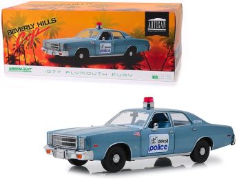 1977 Plymouth Fury Blue \Detroit Police\" \""Beverly Hills Cop\"" (1984) Movie 1/18 Diecast Model Car by Greenlight"""