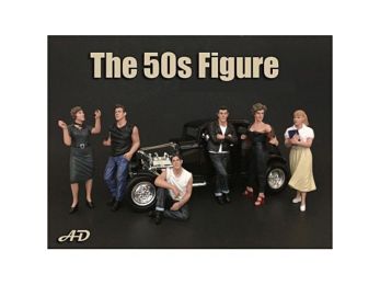 50\'s Style 6 piece Figurine Set for 1/18 Scale Models by American Diorama