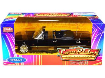 1963 Chevrolet Impala SS Convertible \Low Rider Collection\ 1/24 Diecast Model Car by Welly (Color: Black)
