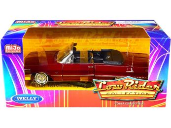 1963 Chevrolet Impala SS Convertible \Low Rider Collection\ 1/24 Diecast Model Car by Welly (Color: Red Metallic)